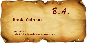 Back Ambrus névjegykártya
