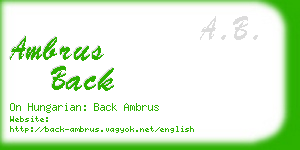 ambrus back business card